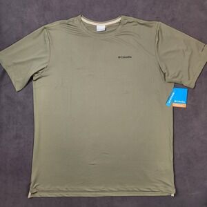 Columbia Tech Trail Utility Shirt Mens 2X Tall Olive Green Short Sleeve Crew Tee